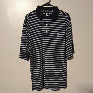 FootJoy Golf Polo‎ Stripes Shirt Black Blue Mens Size Large